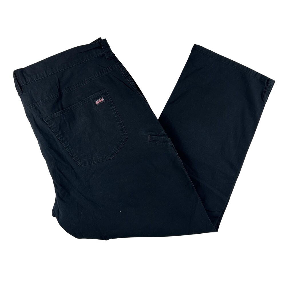 Genuine Dickies Pants Mens 44x30 Black Stretch Canvas Carpenter Workwear Casual